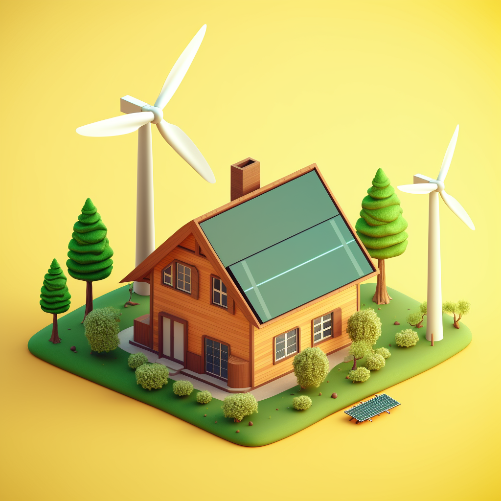 An image of a house with a green roof, solar panels, and a wind turbine in the front yard, with text overlay that reads "What is a green mortgage?"