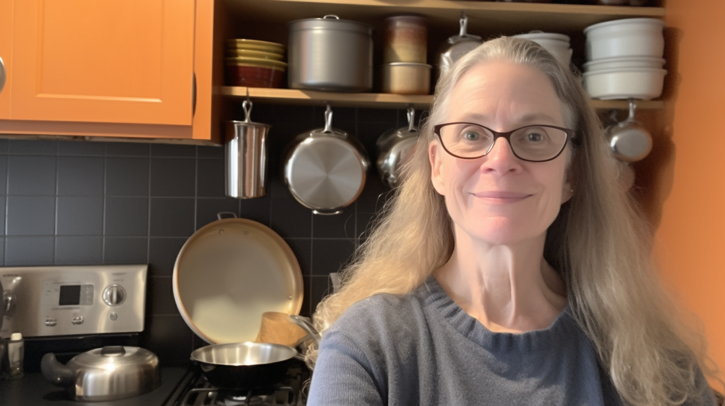 An image of a neatly organized kitchen with labeled containers, shelves, and drawers. There are several kitchen tools and gadgets arranged in an orderly manner, and a few recipe books on the counter. The image represents the topic of kitchen organization blogs.