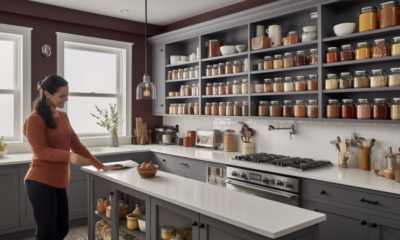 A photo of a kitchen drawer filled with various spices in labeled jars and containers, with a few loose spices scattered around.